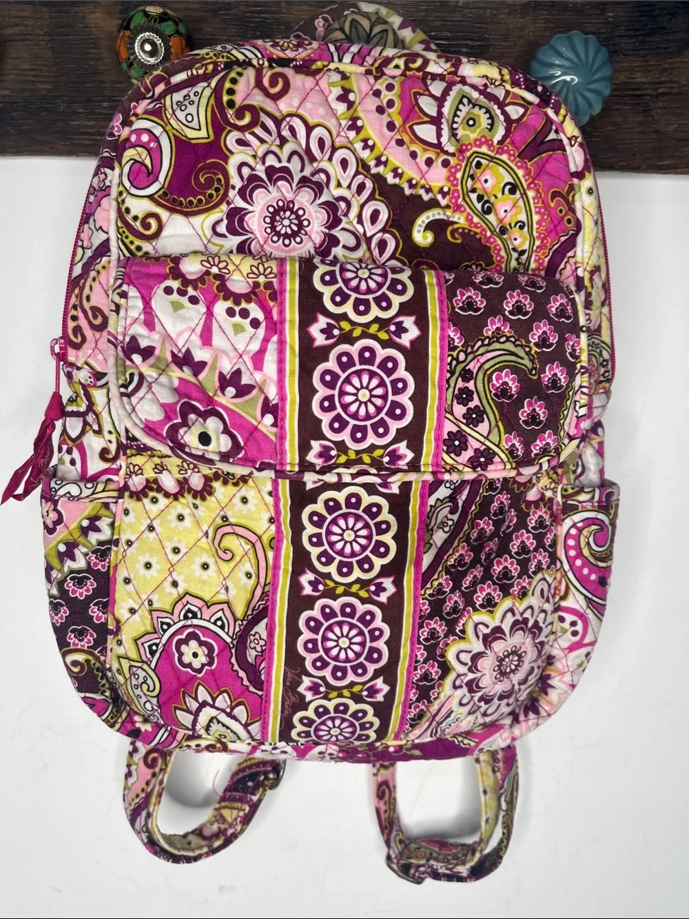 Vera Bradley Pink Quilted Floral Medallion Backpack, Tote & notepad Wallet Set Vera Bradley Bag Collection: Petal Pink Bucket Hat & Y2K  main image 4